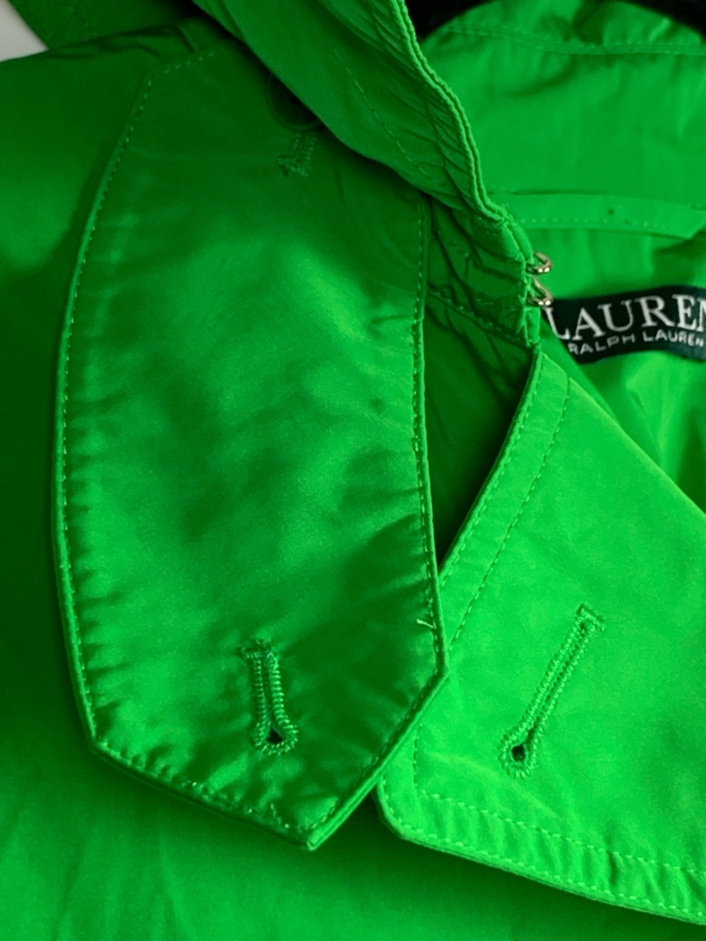 Lauren Ralph Lauren Jacket 8 Green Double Breasted Cropped Lightweight - Picture 9 of 15